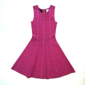 Ali Ro Pink Textured Fit & Flare Midi Dress | XS Sleeveless Party